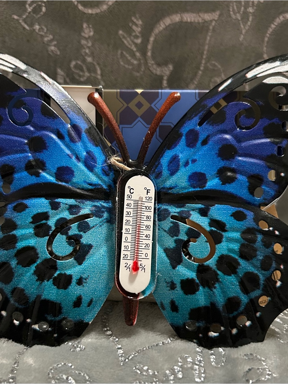 NWT Madison Blue Butterfly Wall Thermometer Accent